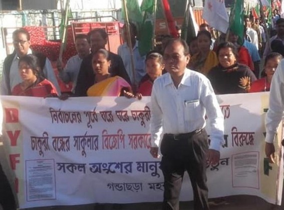 CPI-M launches protest against â€˜Job-Blockadeâ€™ across Tripura 