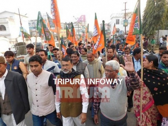 After 4 hrs of Election schedule announcement, BJP begins campaigning across Tripura 
