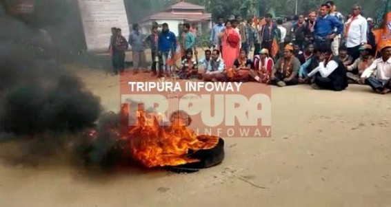 BJP blocks Udaipur-Sonamura road, alleged CPI-M cadre led attacks upon BJP 