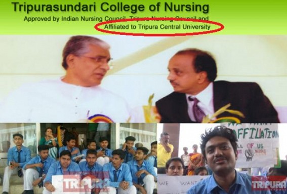 Tripurasundari college of Nursing continues false propaganda in Website as 'Affiliated to Tripura Central University' 