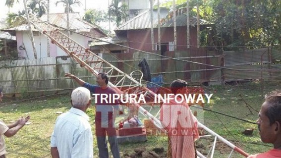 Amarpur DD's TV tower collapsed, many houses damaged 