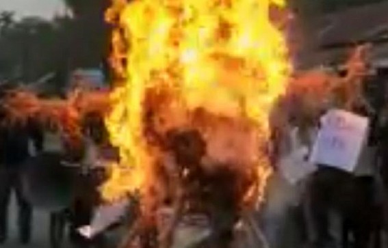 Tripura regional parties burnt Biplab Debâ€™s effigy, demanded step down