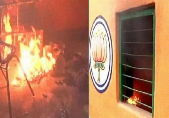 BJP office burnt, FIR lodged against BJP leaders