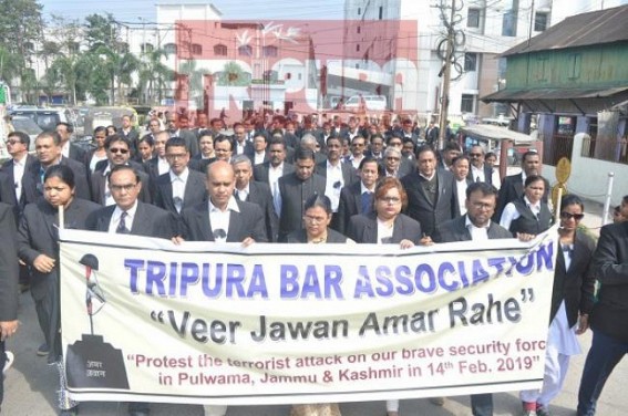 Tripura Bar Association organized condemnation rally against Pulwama terror attack