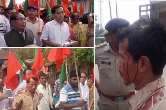 Saffron Mafiaâ€™s Deadly attack on CPI-Mâ€™s rally at Khowai, 1 critically injured : Murder attempt on MP Jitendra Chaudhury at Kalyanpur fuels resentments among public 