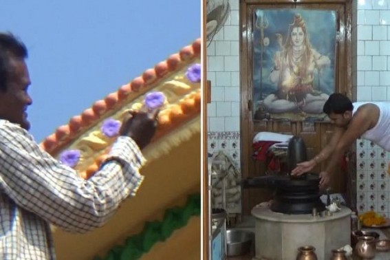 Preparation for Shiva Chaturdashi begins in Tripura : Saffron coats on Shiva Temples
