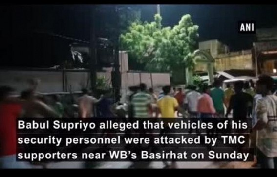 TMC supporters allegedly vandalised convoy of Babul Supriyo in WB's Basirhat
