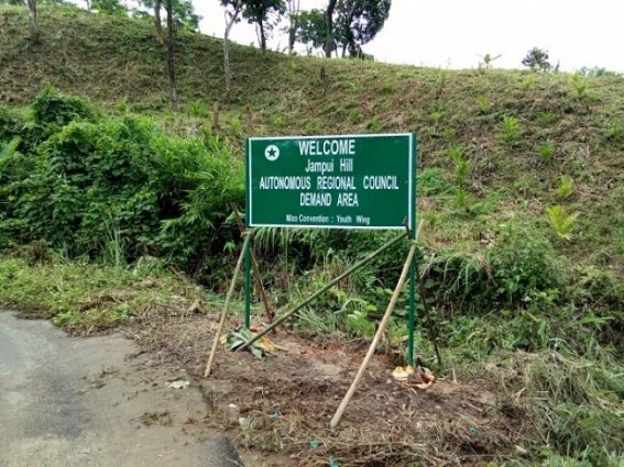Mizo-community puts signboard in Jumpui hill as â€˜Autonomous Regional Council Demand Areaâ€™