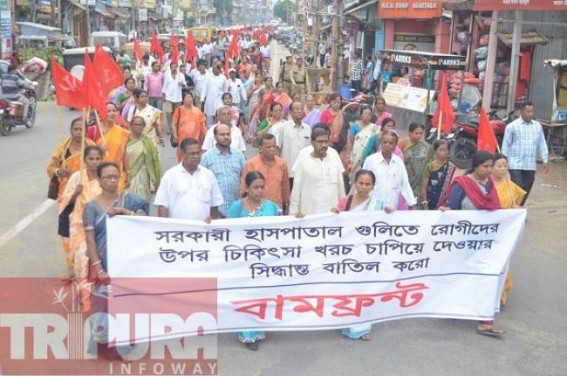 CPI-M protested demanding re-installation of free medical service in Govt hospitals