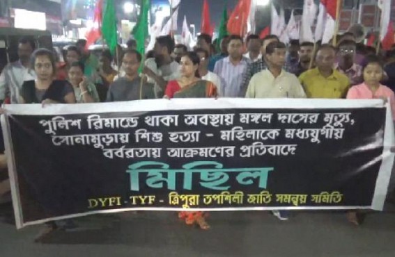 Massive protest against Lawlessness, brutal incidents across Tripura
