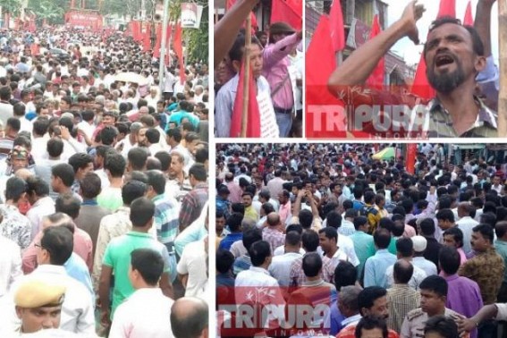 Public outrage against BJP Govt blasts through CPI-M massive rally, Red waves flooded Streets : Farmersâ€™ protest paralyzed stateâ€™s capital city amid massive threats of ruling BJP, Agartala city remained immobilized whole-day