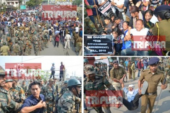 Anti-CAB Protest Continues in Tripura on Day-3 : Strike, Protest hit Capital City Agartala, Over 300 picketers arrested