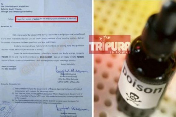 Tripura State Govt employee puts down demand of â€˜poisonâ€™ in application over pending wages