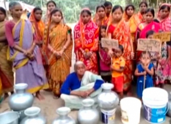 Water crisis at Ladhua, road blocked by Women with empty pitchers