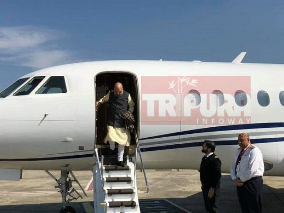 Amit Shah lands in Tripura