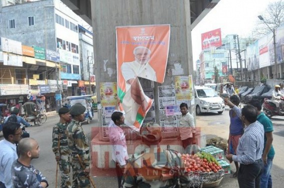 ECâ€™s enforcement of â€˜Model Code of Conductâ€™: Agartala City messed-up with Modi-faces, Drive launched against Political hoardings, banners from Public Places, Govt Buildings
