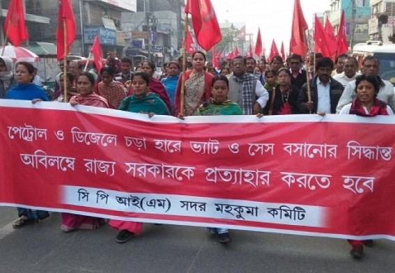 CPI-M protests against VAT, Cess imposed on fuel