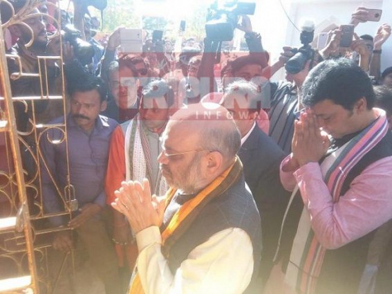 Amit Shah visits Udaipur, offers prayers at Tripura Sundari temple