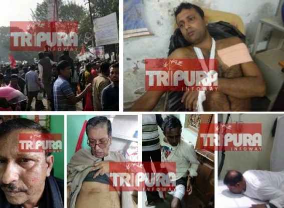 Criminal BJPâ€™s brutal attack on CPI-Mâ€™s rally in Udaipur, Ex-Minister Ratan Bhowmik Hospitalized, PG seriously injured, over 50 people injured : Minister Pranajit Singha Roy guided BJP criminals from Rajarbagh Mandal Office