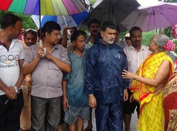 MLA Asish Saha visits flood affected areas 