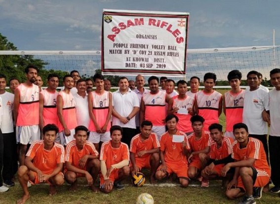 Assam Rifles organized Volleyball match in Khowai