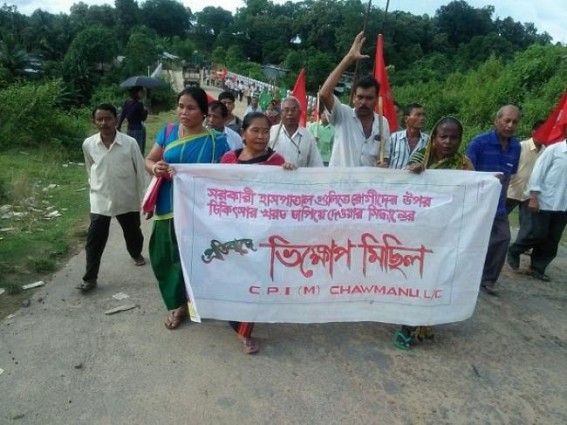 Protest at Longtarai Valley against scraping of Free Medical Service