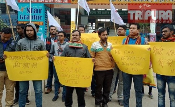 SFI, TSUâ€™s staged protest against CAA in Agartala