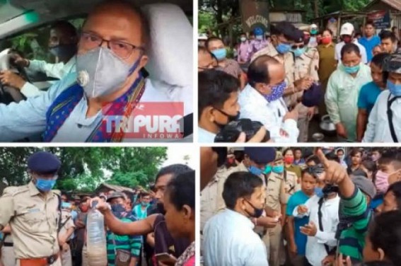 Water Crisis Problems hit Tripura : Massive Road-Blockade on National Highway caused huge traffic jam, public suffering at Mandai : BJP MLAâ€™s car remained stranded for 2 hours