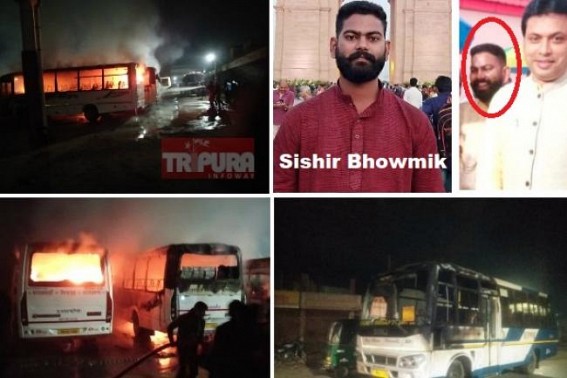 After BJPâ€™s massive defeat in Delhi , BJP goons torched 6 buses in Udaipur in midnight, destroyed crores of Public properties : Police failed to arrest criminals, Ward No. 10 Councilor Sishir Bhowmik