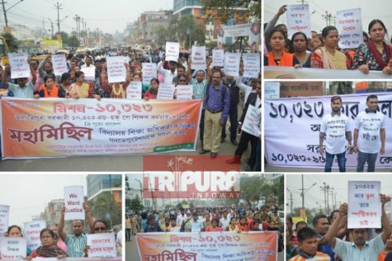10323 teachers hoisted massive protest demanding Job Continuation, said, â€˜Supreme Courtâ€™s next hearing on 16th March will prove BJP Govtâ€™s real standâ€™ 