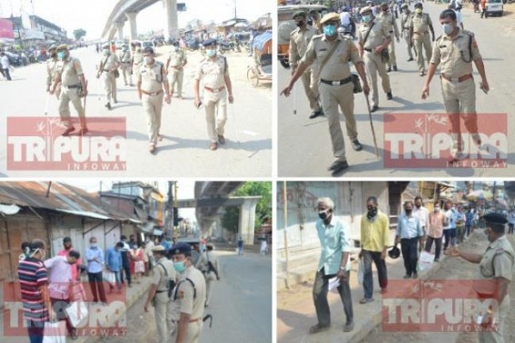 Tripura Police continues 24X7 fight against COVID19 : Gathering busted, Checking going on across street corners : Markets limited with â€˜Access Controlâ€™ Gates