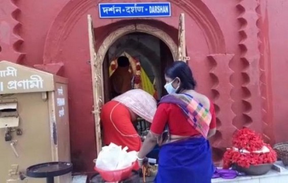 Temples with social distances were opened in Tripura from Monday 