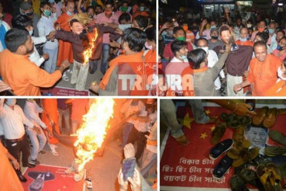 Anti-China protests forgot Social Distancing in Tripura in Craze of burning Xi Jinpingâ€™s effigy : No Control in gathering by Police 