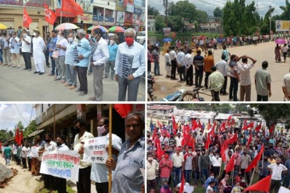 Statewide massive demonstrations by Left Parties in Tripura on Dabi-Divas, BJPâ€™s autocracy slammed by Leaders