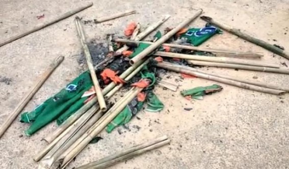 BJP's Party flags burnt in Dhupchara area : Tension erupted in locality 
