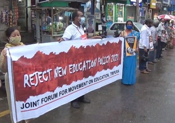 Joint Forum for Movement on Education Tripura protested against New Policy on Education (NPE)