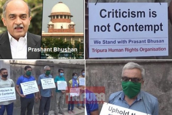 Tripura Human Rights Organization staged protest against Supreme Courtâ€™s verdict in Prashant Bhushan Case : â€˜We canâ€™t accept this Verdict ! Criticism canâ€™t be Contemptâ€™, says Senior Advocate of Tripura High Court 