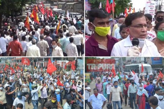 Kishan Units Protest : 'Farmers will become Slaves of Corporates under New Bill', said Badal Choudhury, Massive Protest Rally in Agartala 