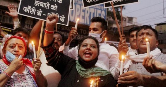 Youth Congress holds candle light march demanding justice for Hathras victim