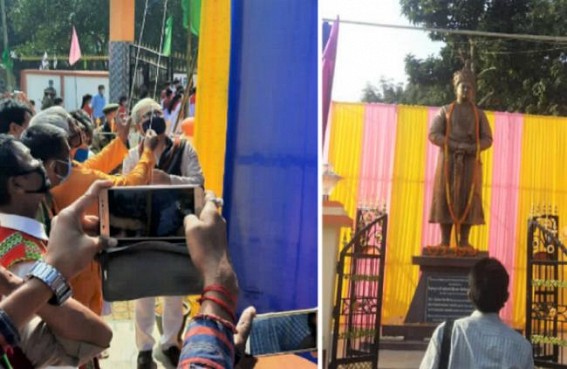 Jishnu Debbarman unveiled King Bir Bikram Manikya's statue at Atharobola