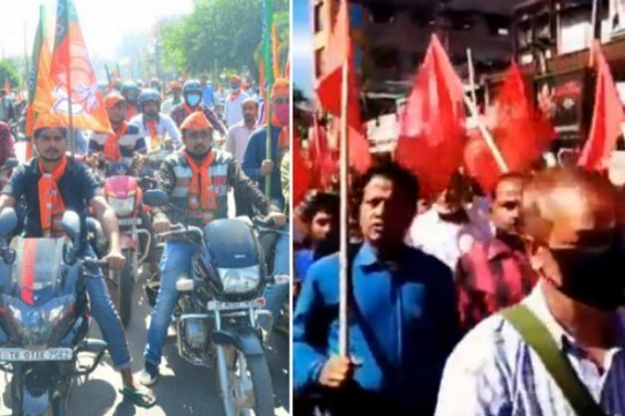 BJP uses full force to flop CPI-M's called Strike Tomorrow : CPI-M continues massive campaigning for successful Strike across State