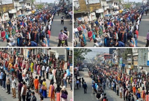 Thousands of People Joined in support of 10323 Teachers' Protest on Day 10 : Massive Human Chain created in Agartala from City Centre Agitational Spot asking Tripura Govt to fulfill its Promise 