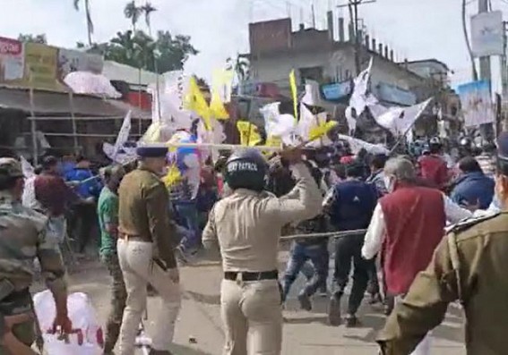 Police's Lathicharge in CPI-M's Students wing rally in Belonia : Many Injured
