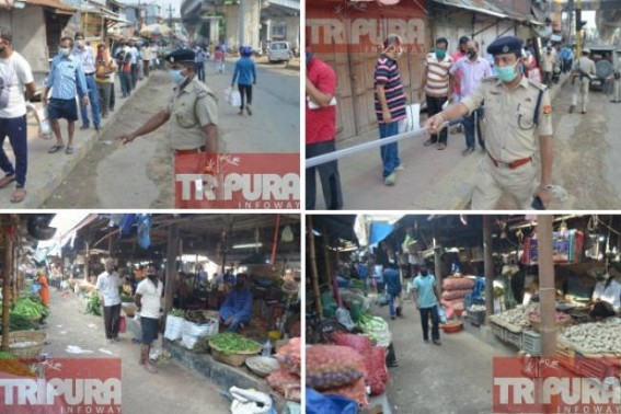 Policeâ€™s bold moves brought Crowds Successfully under Control in Agartala : Rows with 1 metre distance between each buyers becomes Mandatory without Compromise