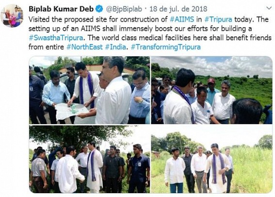 CM's promise of AIIMS Hospital construction for Tripura turned another JUMLA : After 2 yrs, no sign of AIIMS  construction in Tripura, no Official Statement from Govt 