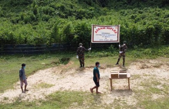 Ration distribution programme by Assam Rifles 