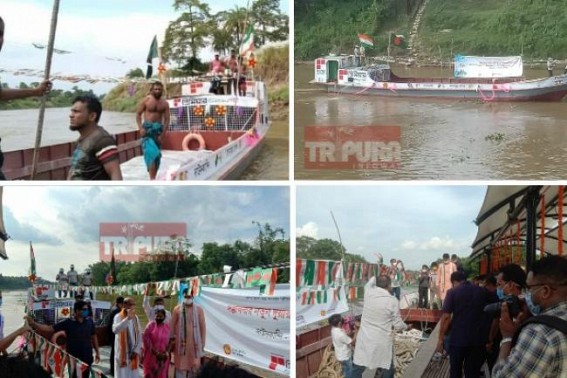 Sonamura â€˜Shipâ€™ arrival : Boat-Sized vessel stuck in river sand, navigability-less Gomati river but Tripura CM Biplab Deb claims, â€˜Model State almost doneâ€™
