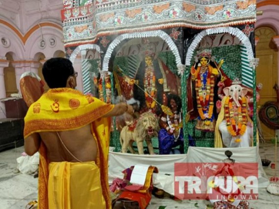 Maha-Saptami puja observed in Agartala's ancient Durga Bari with Govt guidelines 