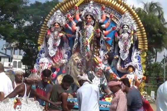 Four days long Durga Puja ends today : No gathering, no music system was allowed in Agartala Dasami Ghat