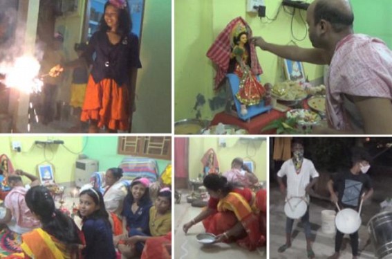 House to house Ma Lakshmi was worshipped in Tripura : Anjali offered to Goddess Lakhsmi after whole day's fasting, Lakhsmi-Panchali read across houses : Children burnt Fire-Crackers, lighted Diya 